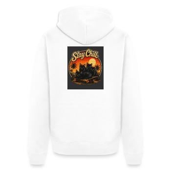 Restez calmes, chats au coucher du soleil - Veste à capuche bio Premium Unisexe - blanc - Dos - Thijin (182cm)