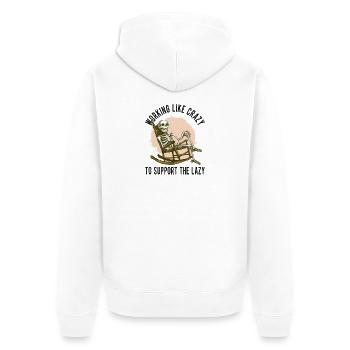Working Like Crazy – Skeleton Humor - Unisex Premium Organic Zip Hoodie - white - Back - Thijin (182cm)