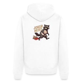 Mahjong Joker Heist Waschbär - Unisex Premium Bio Zip Hoodie - Weiß - Hinten - Thijin (182cm)