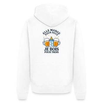 Elle Mange Pour Deux Je Bois Pour Trois - Veste à capuche bio Premium Unisexe - blanc - Dos - Thijin (182cm)