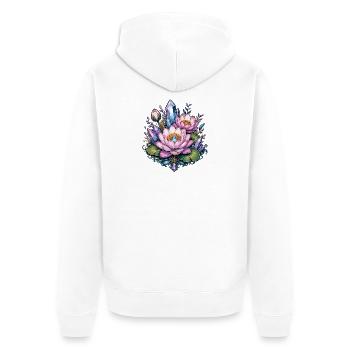 Crystal Lotus in the Crystal Garden - Unisex Premium Organic Zip Hoodie - white - Back - Thijin (182cm)