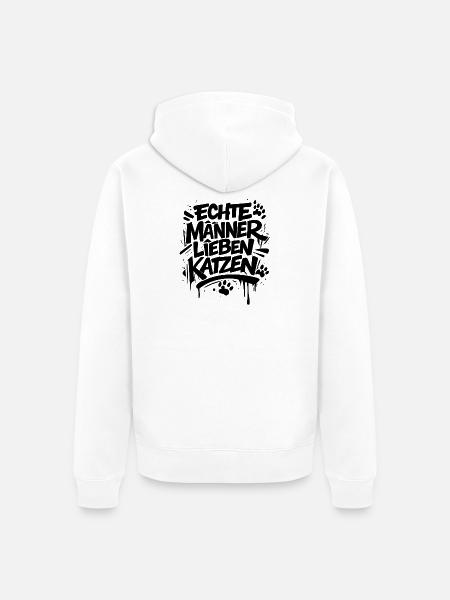 Echte Männer lieben Katzen - Unisex Premium Bio Zip Hoodie - Weiß