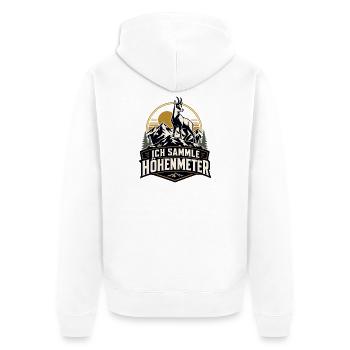 Ich sammle Höhenmeter Wandern Gämse Alpen - Unisex Premium Bio Zip Hoodie - Weiß - Hinten - Thijin (182cm)