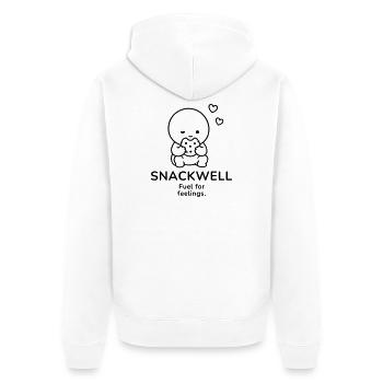 Snackwell – Fuel for Feelings | Cozy Snack Mood - Unisex Premium Organic Zip Hoodie - white - Back - Thijin (182cm)