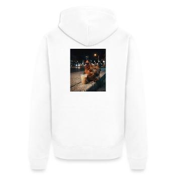 Ambiance nocturne poulet avec café - Veste à capuche bio Premium Unisexe - blanc - Dos - Thijin (182cm)