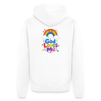 Gott liebt mich Regenbogen - Unisex Premium Bio Zip Hoodie - Weiß - Hinten - Thijin (182cm)