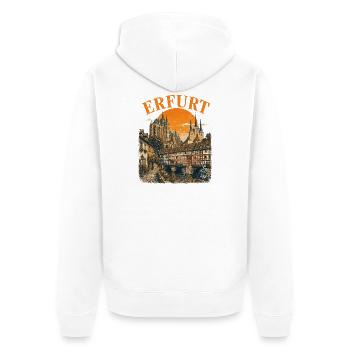  Vintage Erfurt Skyline historische Straßenansicht - Unisex Premium Bio Zip Hoodie - Weiß - Hinten - Thijin (182cm)