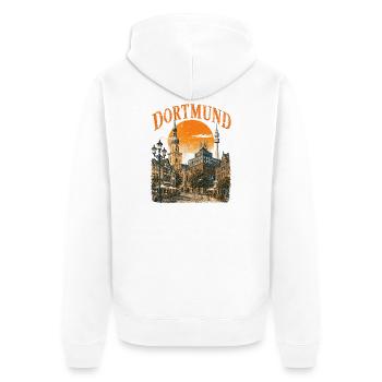  Vintage Dortmund Skyline historische - Unisex Premium Bio Zip Hoodie - Weiß - Hinten - Thijin (182cm)