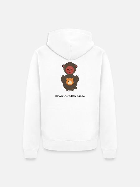 Süßes Punch the Monkey virales Meme-T-Shirt - Unisex Premium Bio Zip Hoodie - Weiß