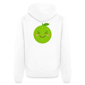Pomme Kawaii verte – Graphique de dessin animé fruit sucré - Veste à capuche bio Premium Unisexe - blanc - Dos - Thijin (182cm)