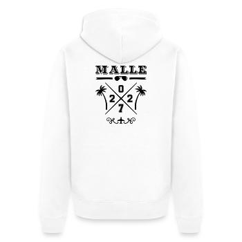 Malle 2027 - Unisex Premium Bio Zip Hoodie - Weiß - Hinten - Thijin (182cm)