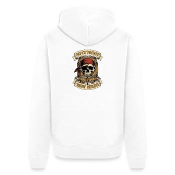 Papa Private Rum Reserve Pirate Vintage - Unisex Premium Bio Zip Hoodie - Weiß - Hinten - Thijin (182cm)