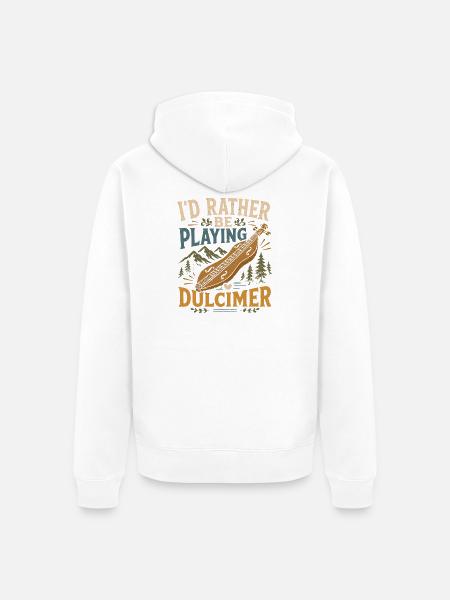 Hackbrett Dulcimer-Musiker Zupfinstrument - Unisex Premium Bio Zip Hoodie - Weiß