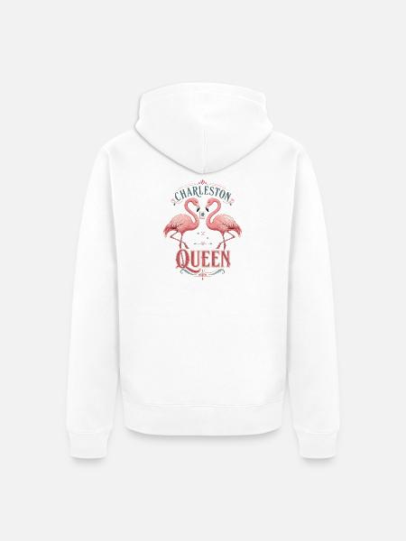Mahjong Charleston Queen Flamingo - Unisex Premium Bio Zip Hoodie - Weiß