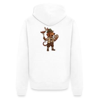 Vintage-deutscher Dackel Lustig - Unisex Premium Bio Zip Hoodie - Weiß - Hinten - Thijin (182cm)