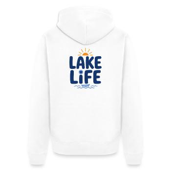 Lake Life Sunset Logo - Unisex Premium Bio Zip Hoodie - Weiß - Hinten - Thijin (182cm)