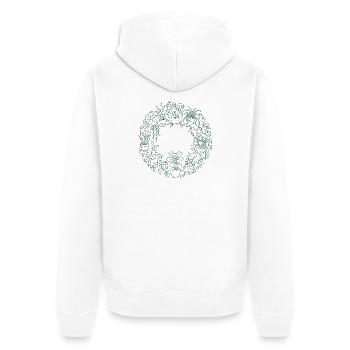 Green plant wreath - Unisex Premium Organic Zip Hoodie - white - Back - Thijin (182cm)