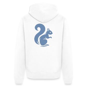 Minimalist Squirrel Silhouette with Nut - Unisex Premium Organic Zip Hoodie - white - Back - Thijin (182cm)