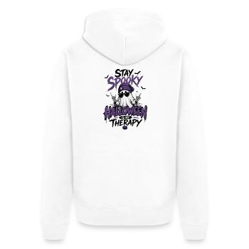 Restez effrayant – Halloween est mon pourpre thérapeutique - Veste à capuche bio Premium Unisexe - blanc - Dos - Thijin (182cm)
