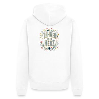 Lehrer mit Herz! - Unisex Premium Bio Zip Hoodie - Weiß - Hinten - Thijin (182cm)