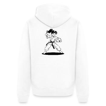 Karate Girl Comic Look - Unisex Premium Organic Zip Hoodie - white - Back - Thijin (182cm)
