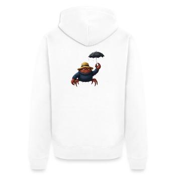 Wütende Krabbe Mit Regenschirm Regenwetter - Unisex Premium Bio Zip Hoodie - Weiß - Hinten - Thijin (182cm)