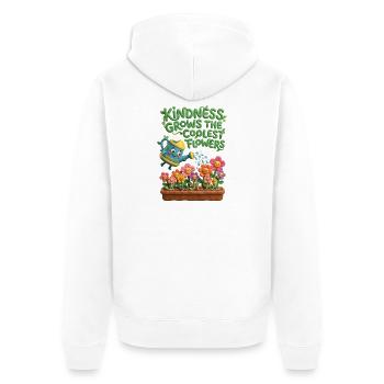 Freundlichkeit Lässt Die Coolsten Blumen Wachsen - Unisex Premium Bio Zip Hoodie - Weiß - Hinten - Thijin (182cm)