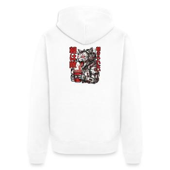 Katze Ich Bin gegen Morgende Allergisch - Unisex Premium Bio Zip Hoodie - Weiß - Hinten - Thijin (182cm)
