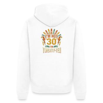 Je n’ai pas 30 ans, j’ai 20 ans - Veste à capuche bio Premium Unisexe - blanc - Dos - Thijin (182cm)