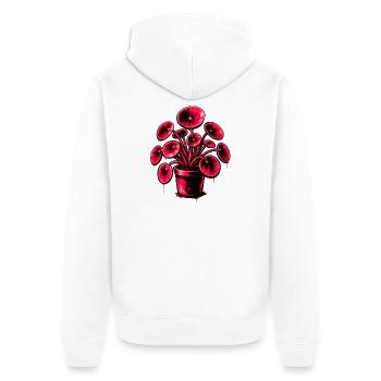 Neon Pilea im Topf – Pink Botanical Design - Unisex Premium Bio Zip Hoodie - Weiß - Hinten - Thijin (182cm)