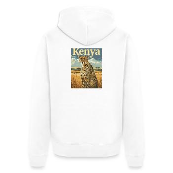  Kenia Safari Abenteuer Gepard Savanne Natur - Unisex Premium Bio Zip Hoodie - Weiß - Hinten - Thijin (182cm)