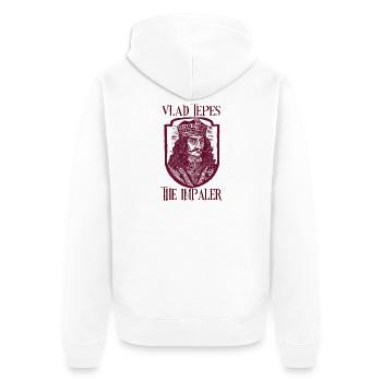 Vlad Tepes Impaler Motiv - Unisex Premium Bio Zip Hoodie - Weiß - Hinten - Thijin (182cm)