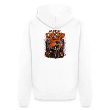 Klapperknochen - Unisex Premium Bio Zip Hoodie - Weiß - Hinten - Thijin (182cm)