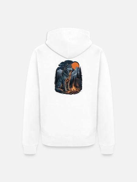 Hiking Wolf – Outdoor-Abenteuer - Unisex Premium Bio Zip Hoodie - Weiß