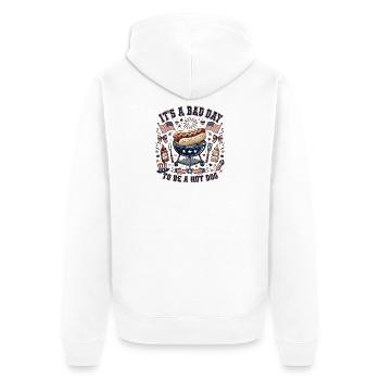 Aujourd’hui est une mauvaise journée pour être un hot-dog - Veste à capuche bio Premium Unisexe - blanc - Dos - Thijin (182cm)