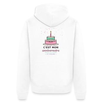 C'est mon anniversaire assumé - Veste à capuche bio Premium Unisexe - blanc - Dos - Thijin (182cm)