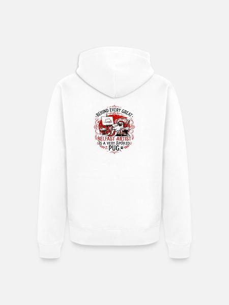 Belfast Artist Is A Spoiled Pug - Unisex Premium Organic Zip Hoodie - white
