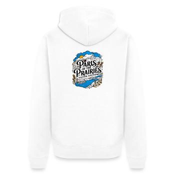 Paris des Prairies Saskatoon, Saskatchewan - Veste à capuche bio Premium Unisexe - blanc - Dos - Thijin (182cm)