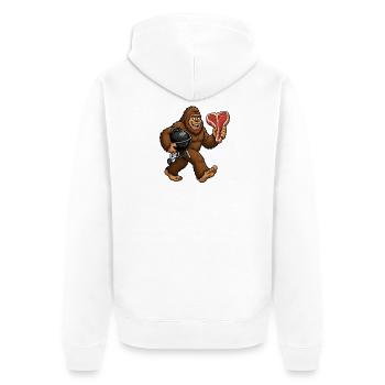 Bigfoot grillen, Sasquatch BBQ - Unisex Premium Bio Zip Hoodie - Weiß - Hinten - Thijin (182cm)