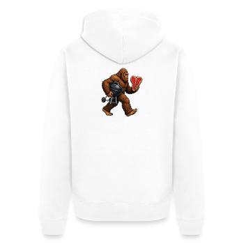 Bigfoot grillen, Sasquatch BBQ - Unisex Premium Bio Zip Hoodie - Weiß - Hinten - Thijin (182cm)