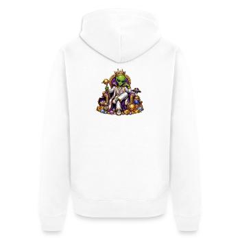 Alien König des Reichtums - Unisex Premium Bio Zip Hoodie - Weiß - Hinten - Thijin (182cm)