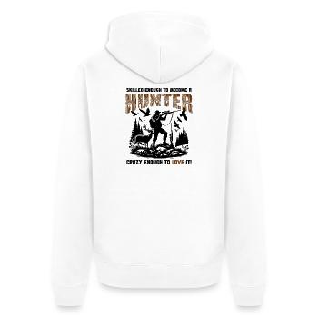 Stolzes Jägergeschenk - Unisex Premium Bio Zip Hoodie - Weiß - Hinten - Thijin (182cm)