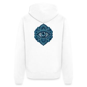 Auge im Stickerei-Look Mandala Geschenk - Unisex Premium Bio Zip Hoodie - Weiß - Hinten - Thijin (182cm)