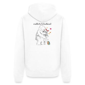 Schulanfang - Unisex Premium Bio Zip Hoodie - Weiß - Hinten - Thijin (182cm)