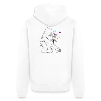 Teddy fährt in den Urlaub - Unisex Premium Bio Zip Hoodie - Weiß - Hinten - Thijin (182cm)