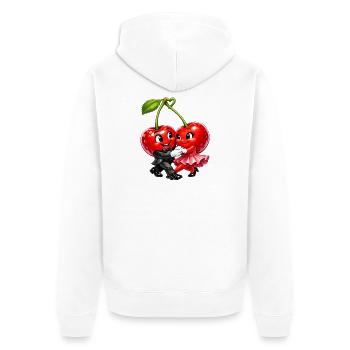 Kirschen Tanzen - Unisex Premium Bio Zip Hoodie - Weiß - Hinten - Thijin (182cm)