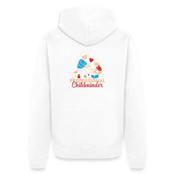 Tagesmutter Professional Childminder Nanny - Unisex Premium Bio Zip Hoodie - Weiß - Hinten - Thijin (182cm)