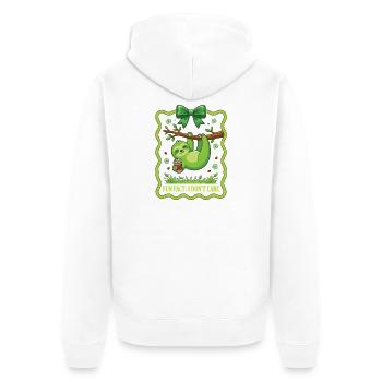 Lustiger Sarkastischer Fun Fact Ist Mir Egal - Unisex Premium Bio Zip Hoodie - Weiß - Hinten - Thijin (182cm)