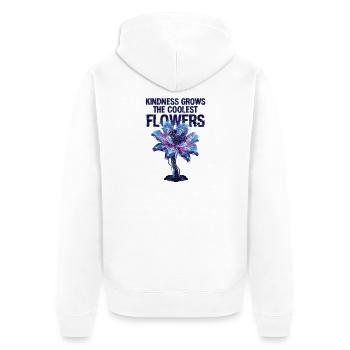 Freundlichkeit Lässt Die Coolsten Blumen Wachsen - Unisex Premium Bio Zip Hoodie - Weiß - Hinten - Thijin (182cm)