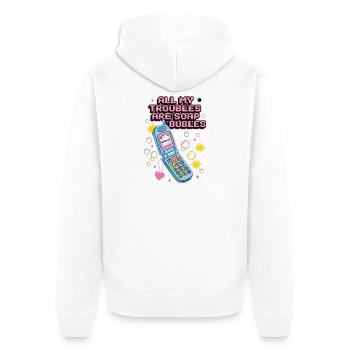 All My Troubles Are Soap Bubbles - Unisex Premium Bio Zip Hoodie - Weiß - Hinten - Thijin (182cm)